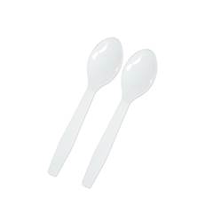 Colher Descartável para Sobremesa Branca Junco 50 unidades