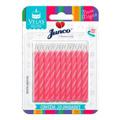 Vela Aniversário Palito Espiral Rosa Junco