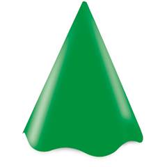 Chapéu Cone para Aniversário Liso Verde Bandeira Junco 8 unidades