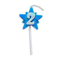 Vela Aniversário Super Star Azul Nº 2 Junco