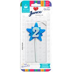 Vela Aniversário Super Star Azul Nº 2 Junco