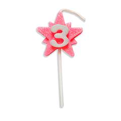 Vela Aniversário Super Star  Rosa Nº 3 Junco