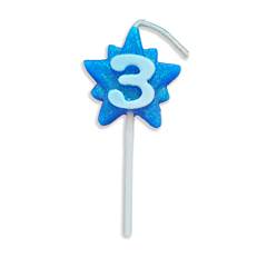 Vela Aniversário Super Star Azul Nº 3 Junco
