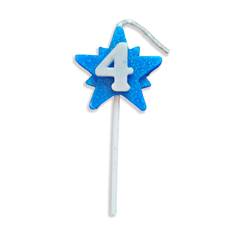 Vela Aniversário Super Star Azul Nº 4 Junco