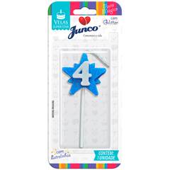 Vela Aniversário Super Star Azul Nº 4 Junco