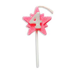 Vela Aniversário Super Star Rosa Nº 4 Junco
