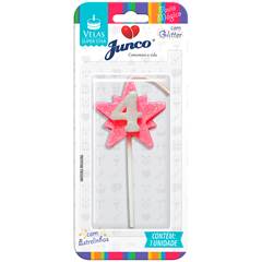 Vela Aniversário Super Star Rosa Nº 4 Junco