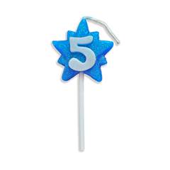 Vela Aniversário Super Star Azul Nº 5 Junco