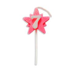 Vela Aniversário Super Star Rosa Nº 7 Junco