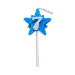 Vela Aniversário Super Star Azul Nº 7 Junco