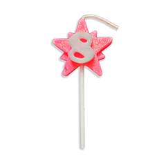 Vela Aniversário Super Star Rosa Nº 8 Junco