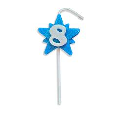 Vela Aniversário Super Star Azul Nº 8 Junco