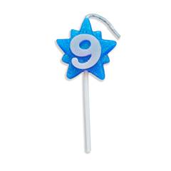 Vela Aniversário Super Star Azul Nº 9 Junco