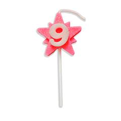 Vela Aniversário Super Star Rosa Nº 9 Junco