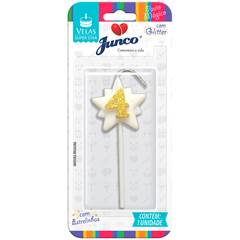 Vela Aniversário Super Star com Glitter Ouro Nº 4 Junco