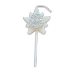 Vela Aniversário Super Star com Glitter Prata Nº 6 Junco