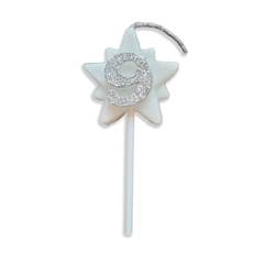 Vela Aniversário Super Star com Glitter Prata Nº 9 Junco