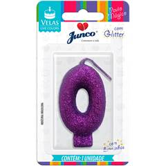 Vela Aniversário  Live Colors com Glitter Lilás Nº 0 Junco