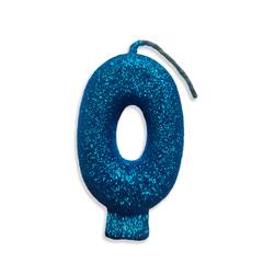 Vela Aniversário Live Colors com Gliter Azul Nº 0 Junco