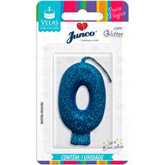 Vela Aniversário Live Colors com Gliter Azul Nº 0 Junco