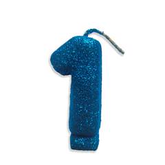 Vela Aniversário Live Colors com Gliter Azul Nº 1 Junco