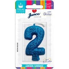 Vela Aniversário Live Colors com Gliter Azul Nº 2 Junco