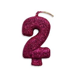 Vela Aniversário Live Colors com Gliter Pink Nº 2 Junco