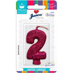 Vela Aniversário Live Colors com Gliter Pink Nº 2 Junco