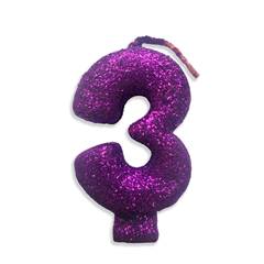 Vela Aniversário  Live Colors com Glitter Lilas Nº 3 Junco