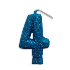 Vela Aniversário Live Colors com Gliter Azul Nº 4 Junco