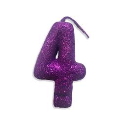 Vela Aniversário  Live Colors com Glitter Lilas Nº 4 Junco