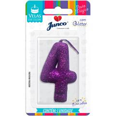 Vela Aniversário  Live Colors com Glitter Lilas Nº 4 Junco