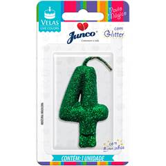 Vela Aniversário  Live Colors com Glitter Verde Nº 4 Junco