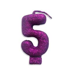 Vela Aniversário  Live Colors com Glitter Lilás Nº 5 Junco