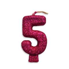 Vela Aniversário Live Colors com Gliter Pink Nº 5 Junco