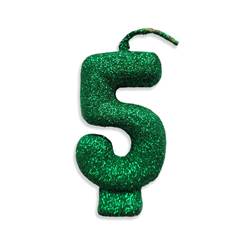 Vela Aniversário  Live Colors com Glitter Verde Nº 5 Junco