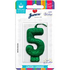 Vela Aniversário  Live Colors com Glitter Verde Nº 5 Junco