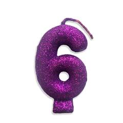 Vela Aniversário  Live Colors com Glitter Lilás Nº 6 Junco