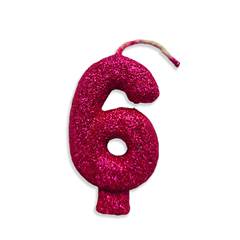 Vela Aniversário Live Colors com Gliter Pink Nº 6 Junco