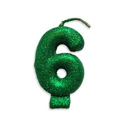 Vela Aniversário  Live Colors com Glitter Verde Nº 6 Junco