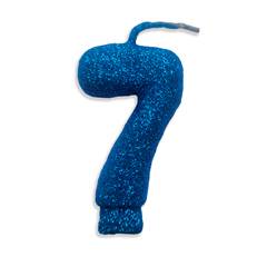 Vela Aniversário Live Colors com Gliter Azul Nº 7 Junco