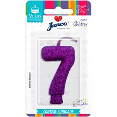Vela Aniversário  Live Colors com Glitter Lilás Nº 7 Junco