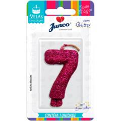 Vela Aniversário Live Colors com Gliter Pink Nº 7 Junco