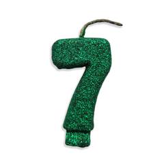 Vela Aniversário  Live Colors com Glitter Verde Nº 7 Junco