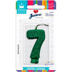 Vela Aniversário  Live Colors com Glitter Verde Nº 7 Junco