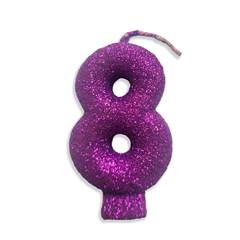 Vela Aniversário  Live Colors com Glitter Lilás Nº 8 Junco