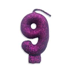 Vela Aniversário  Live Colors com Glitter Lilás Nº 9 Junco