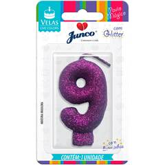 Vela Aniversário  Live Colors com Glitter Lilás Nº 9 Junco