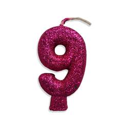 Vela Aniversário Live Colors com Gliter Pink Nº 9 Junco