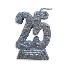 Vela Aniversário 25 anos Prata Junco